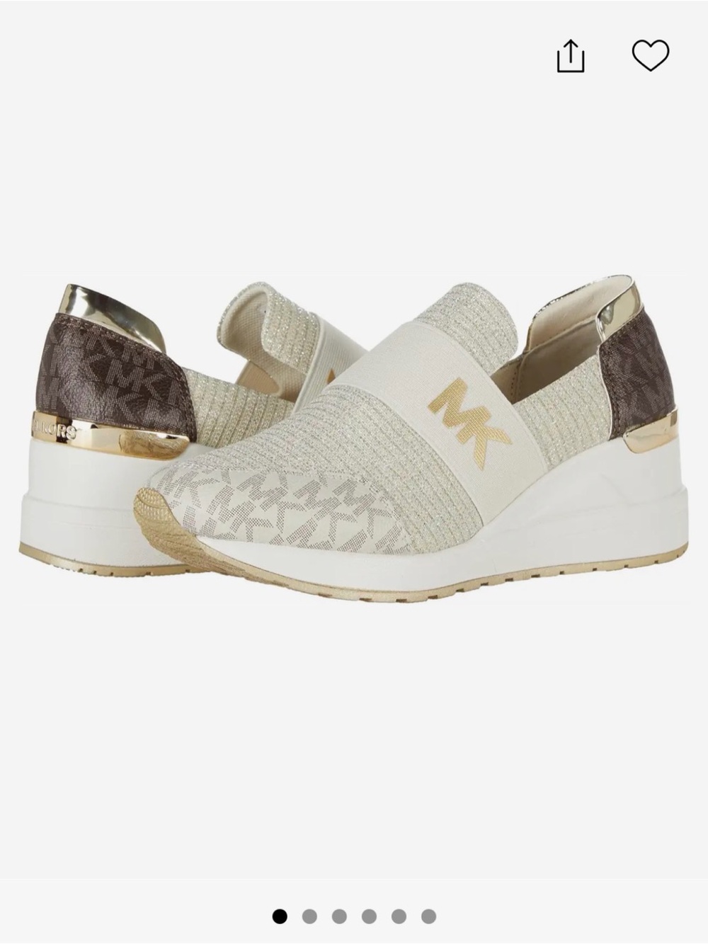 Michael Kors Neo Flex Vanilla Metallic Slip-On Knit Sneakers with Gold MK